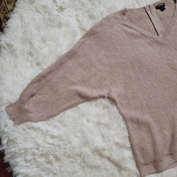 *SOLD* Express Blush Pink Metallic Shimmery Exposed Back Zipper Glam Sweater - Picture 8 of 11